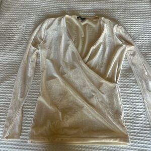 J. Crew Cream Long Sleeve Wrap Blouse